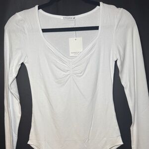 White Long Sleeve MangoPop Bodysuit